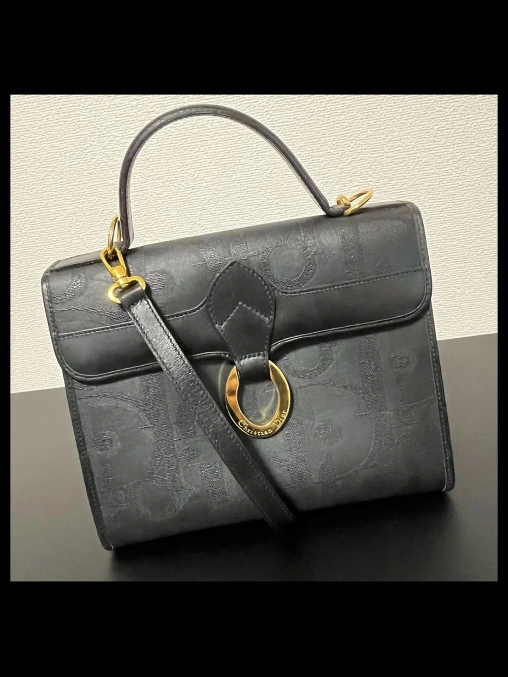Dior Black Top Handle Satchel with Gold Hardware